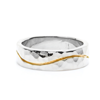 River Wedding Ring Hammered 6mm in Two Tone